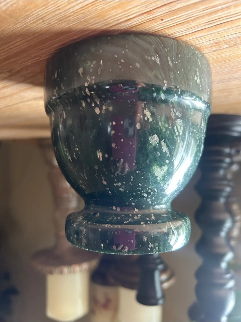 Green Solid Stone Mortar and Pestle